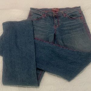 Miss Vigoss Women Pre washed Stretch Denim with Pink stitching - Size 13/14 Long